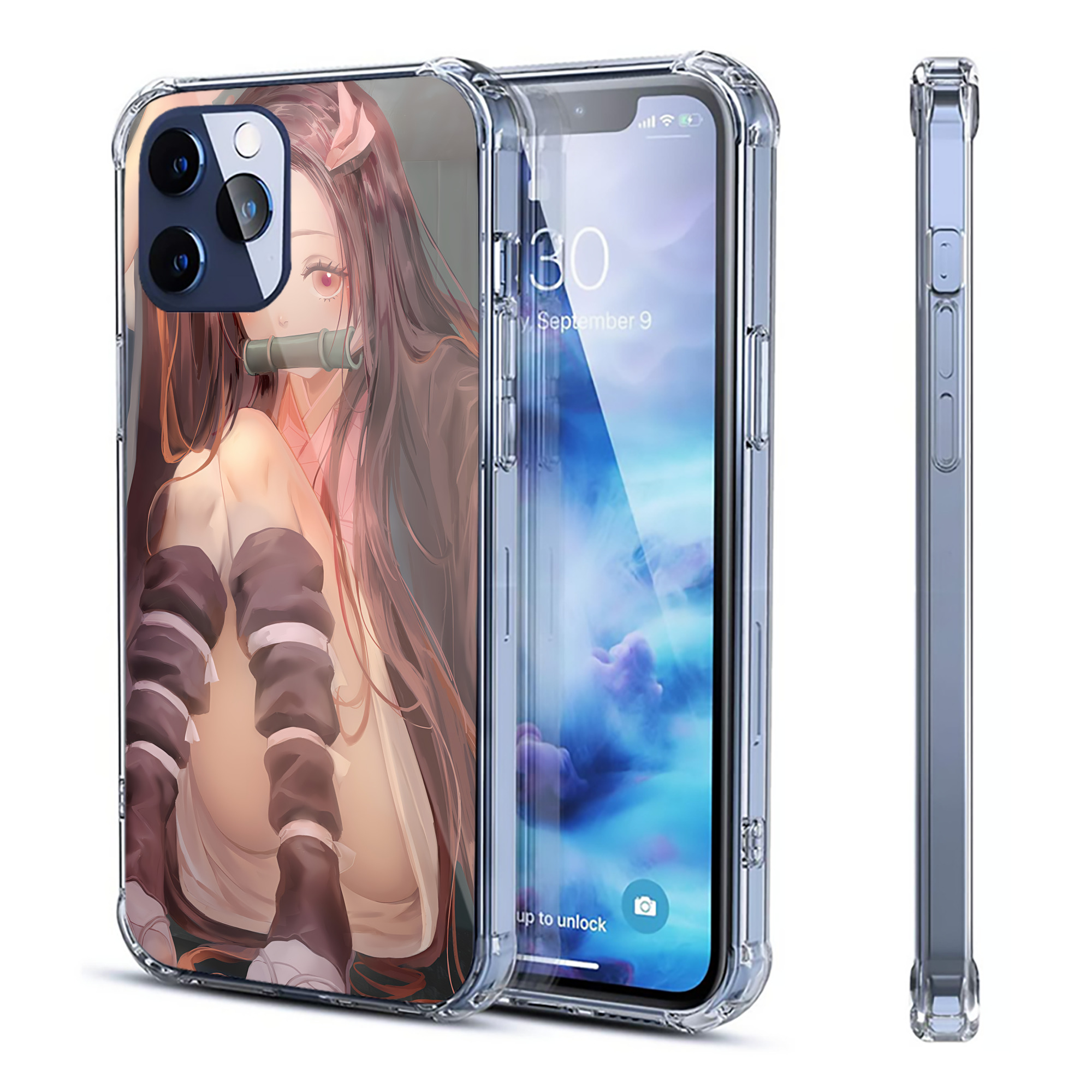 （画像用） 鬼滅の刃（きめつのやいば）竈門 禰󠄀豆子／かまど ねずこ Kamado Nezuko 【iPhone 12シリーズ対応】透明スマホケース（クリアソフトケース）